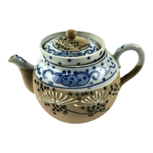 Antique Porcelain Teapot With Strainer and Lid
