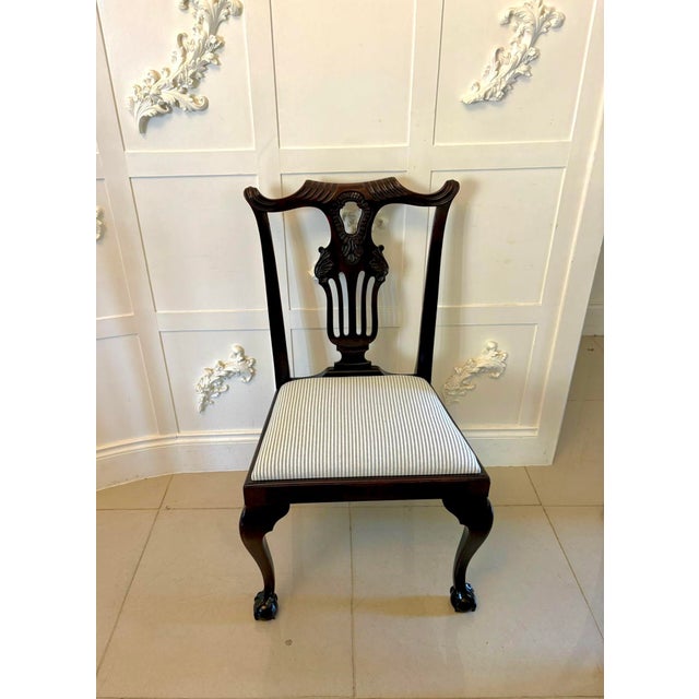 Mid 19th Century Antique Mid 19th Century Irish Carved Mahogany Dining Chairs with Carvers and Ball & Claw Feet, 1850s, Set of 10 For Sale - Image 5 of 18