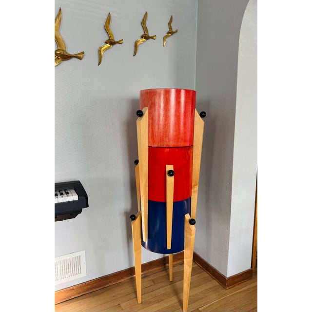 Postmodern Pedestal Stands Set of 3 Stackable Memphis Style Tables For Sale - Image 6 of 15