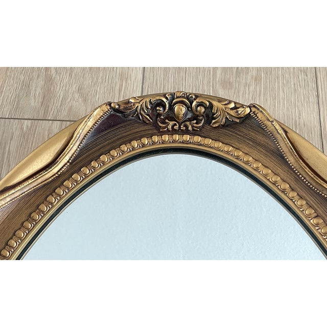 Vintage Hollywood Regency Oval Gold Gilt Composite Gesso Mirror For Sale - Image 4 of 11