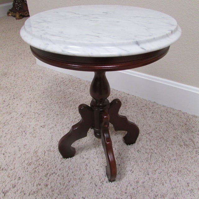 20th Century Italian Marble Top Wood Mahogany Accent Side ...