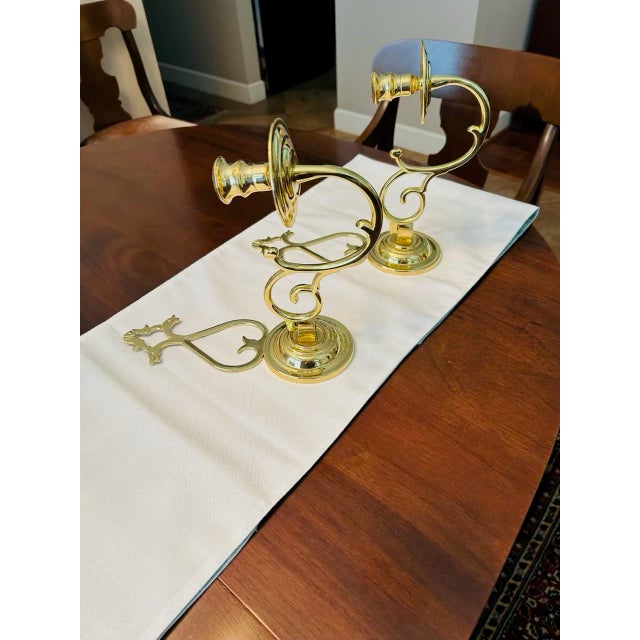 Mid 20th Century Colonial Williamsburg Restoration Brass Candle Wall Sconces - a Pair For Sale - Image 5 of 9