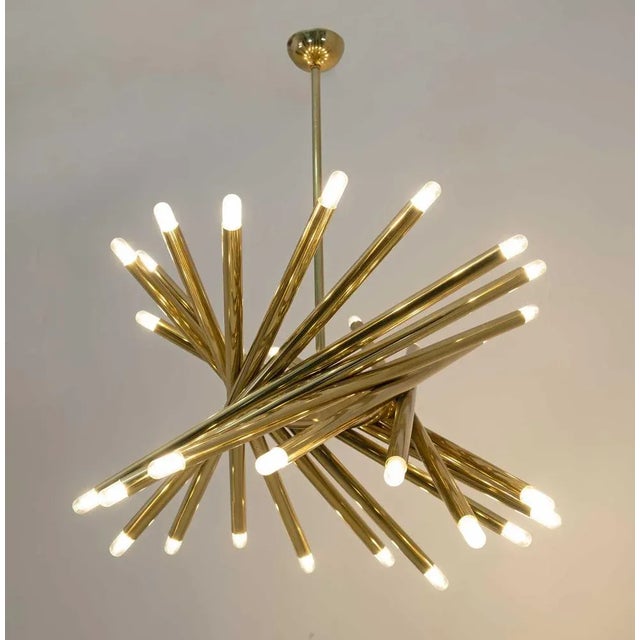 Mid-Century Modern Mid-Century Modern Italian 30-Light Chandelier in Brass from Stilnovo, 1960 For Sale - Image 3 of 8