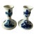 Pair of Vintage Porcelain Hand Painted Blue and White Delft Candle Holders For Sale