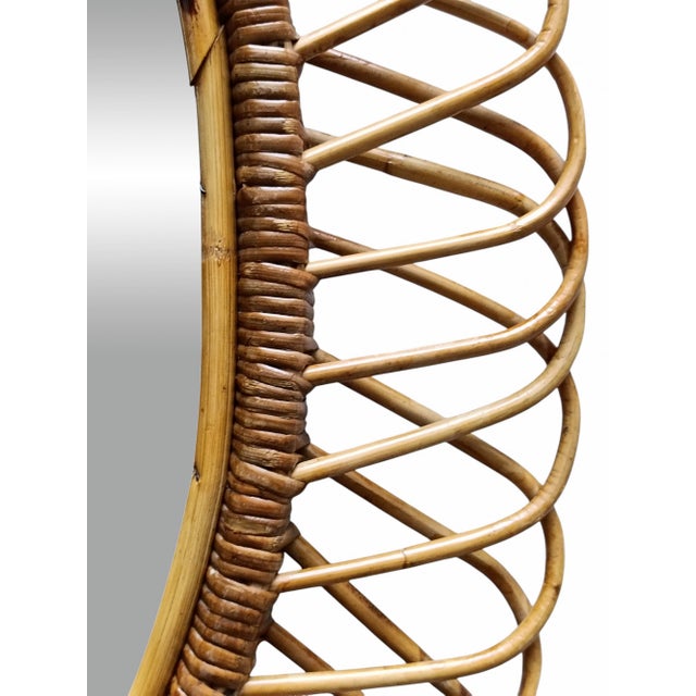 1960s Oval Rattan and Bamboo Wall Mirror by Franco Albini, 1960s For Sale - Image 5 of 10