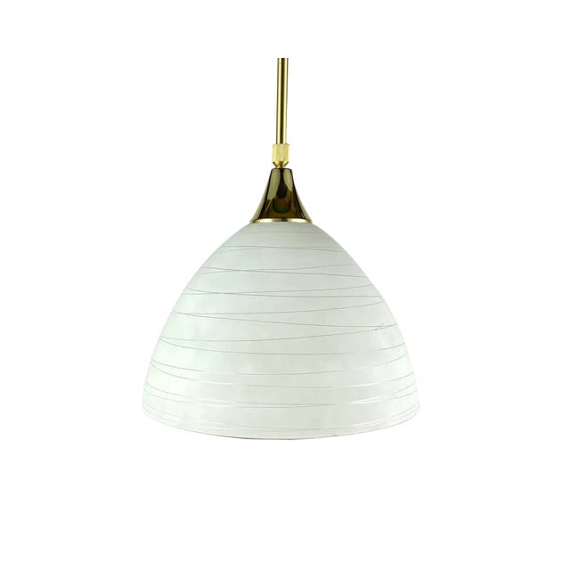 Vintage Ceiling Lamp on Long Gilt Brass Suspension from Honsel Leuchten, Germany For Sale