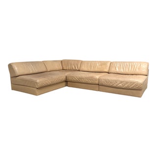 DS76 Lounge Sofa in Beige Leather from de Sede, 1970s For Sale