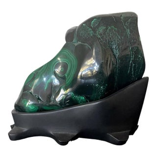 Malachite Rock Specimen on Display Stand as a Viewing Stone For Sale