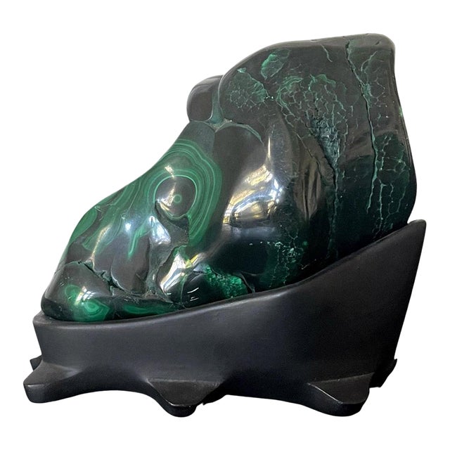 Malachite Rock Specimen on Display Stand as a Viewing Stone For Sale