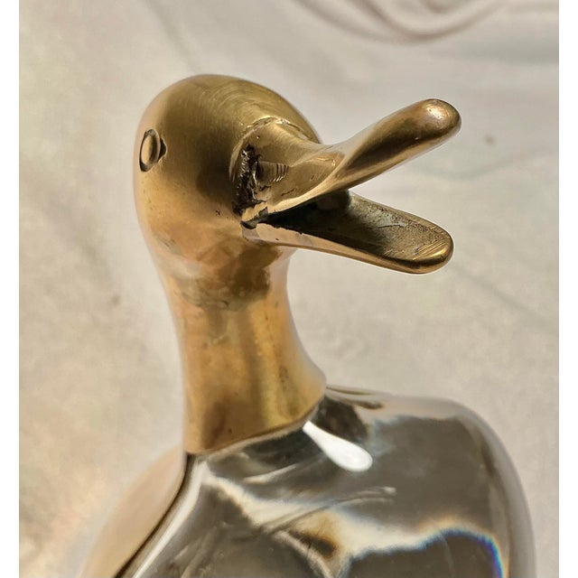 Vintage Mid Century Modern Brass and Glass Duck Luca Bojola for Licio Zanetti For Sale - Image 10 of 12