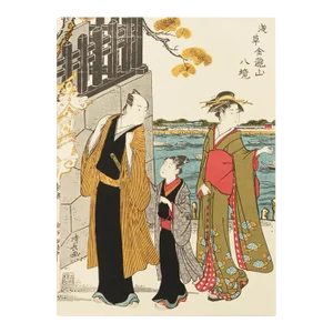 1964 After Kiyonaga "8 Views at Kinryuzan Temple of Asakusa - Komaga", Full-Color Print From Japan