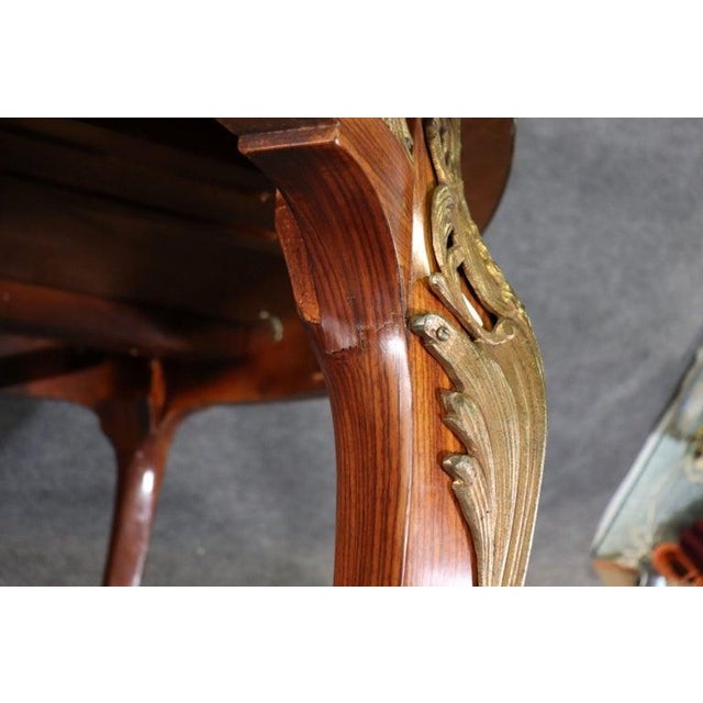 Superb Bronze Mounted French Louis XV Style Round Dining Table 3 Leaves For Sale - Image 9 of 16