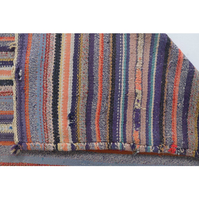Vintage Turkish Hand-Knotted Wool Cotton Purple Kilim Area Rug For Sale - Image 10 of 11