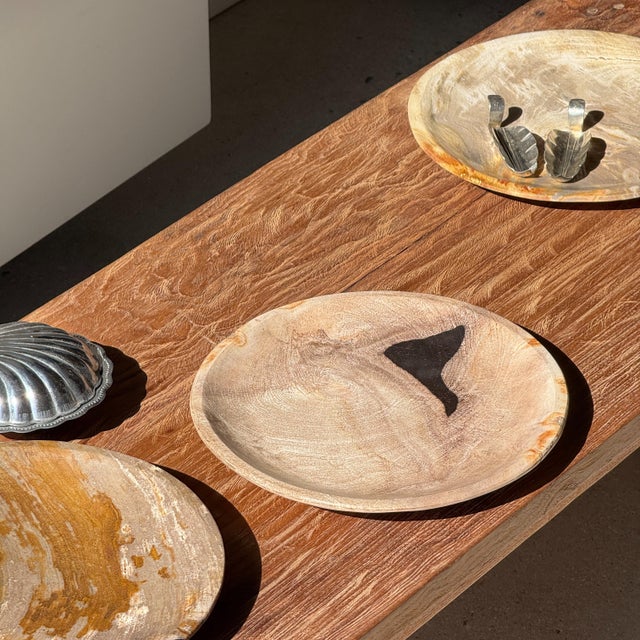 Light Beige Petrified Wood Circular Tray, 1980s For Sale - Image 10 of 11