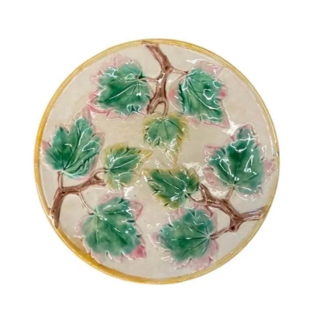 2000 - 2009 Vintage Majolica Botanical Pedestal Dish / Footed Ivy Leaf Comport For Sale - Image 5 of 11
