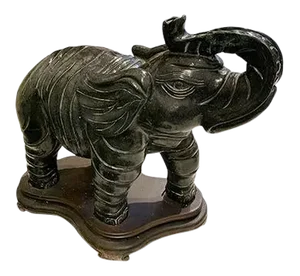 Vintage Asian Black Stone Elephant Statue