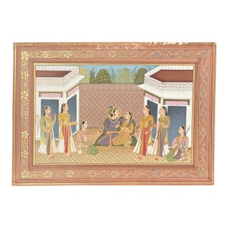 Antique Indian Court Scene Painting For Sale