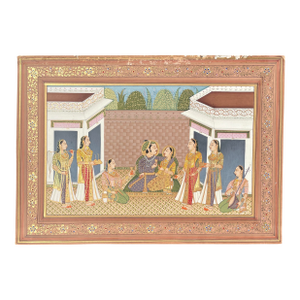 Antique Indian Court Scene Painting