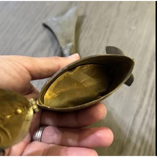 Large Antique Judaica Brass Articulated Fish Besamim Spice Box For Sale - Image 4 of 12