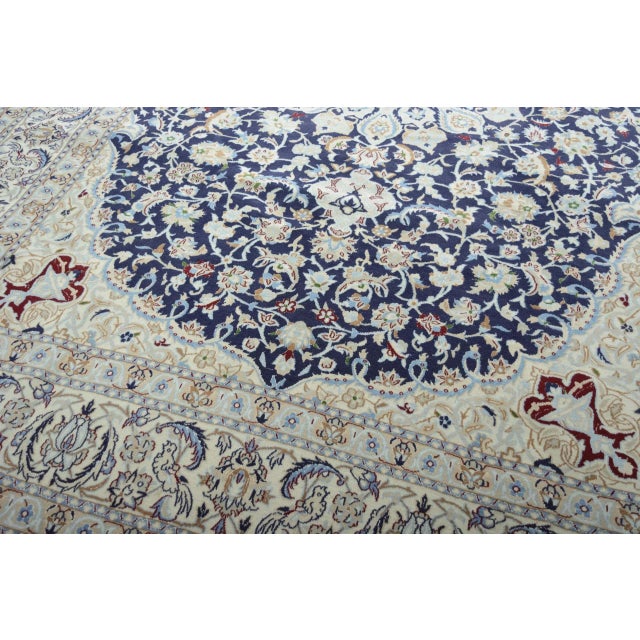 Hand-Knotted Nain 9la Rug with Silk Content For Sale - Image 5 of 11