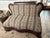 Elegant rare antique arm less Empire/Victorian parlor settee. Vintage floral and spring type upholstery with carved Walnut...