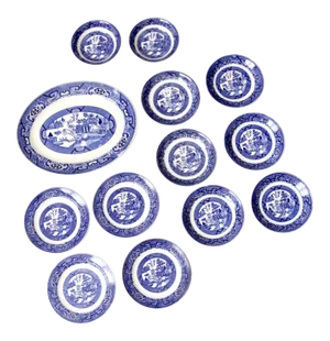 Homer Laughlin Blue Willow Ware Dishes - Set of 13