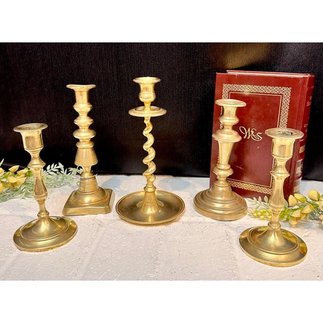 Vintage English Brass Candlesticks / Rostand Set of 5 Chairish