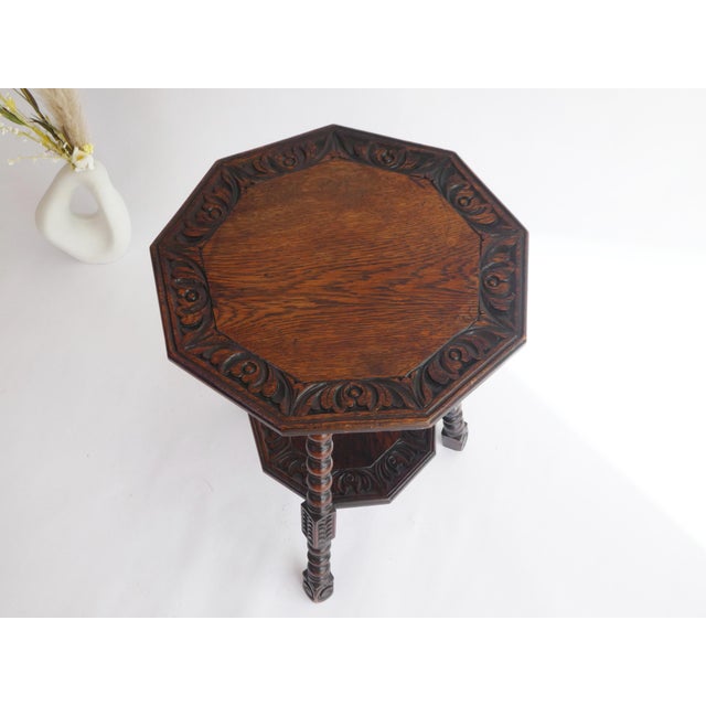 Antique Wooden Side Table with Bobbin Legs, 1920s For Sale - Image 9 of 9