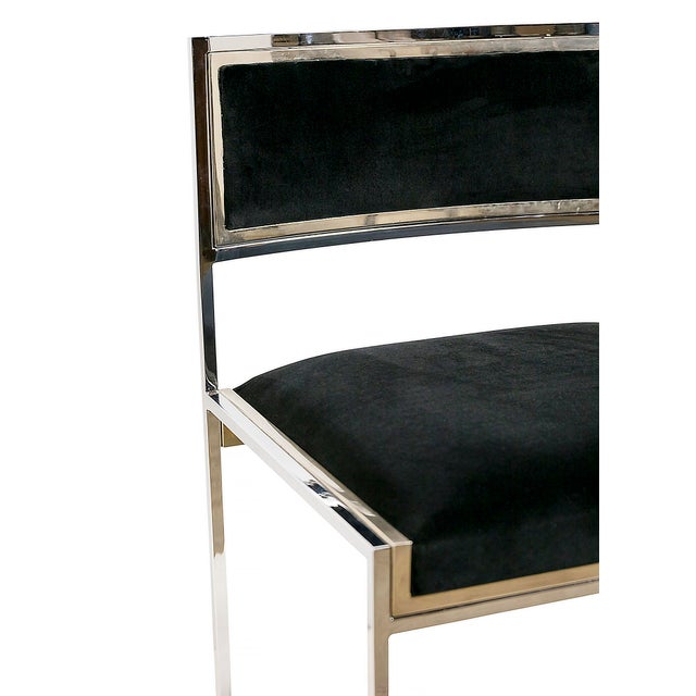 Mid-Century Modern Italian Chrome and Velvet Chairs, 1970s, Set of 6 For Sale - Image 6 of 13