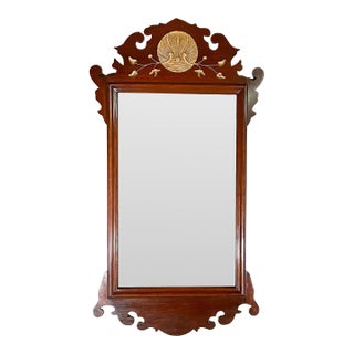 1990s Mahogany Mirror With Carved Top For Sale