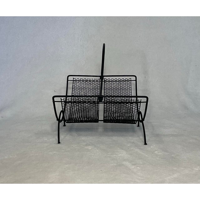 Mid-Century Modern 1950s Wrought Iron Magazine Rack Mid Century Modern For Sale - Image 3 of 12
