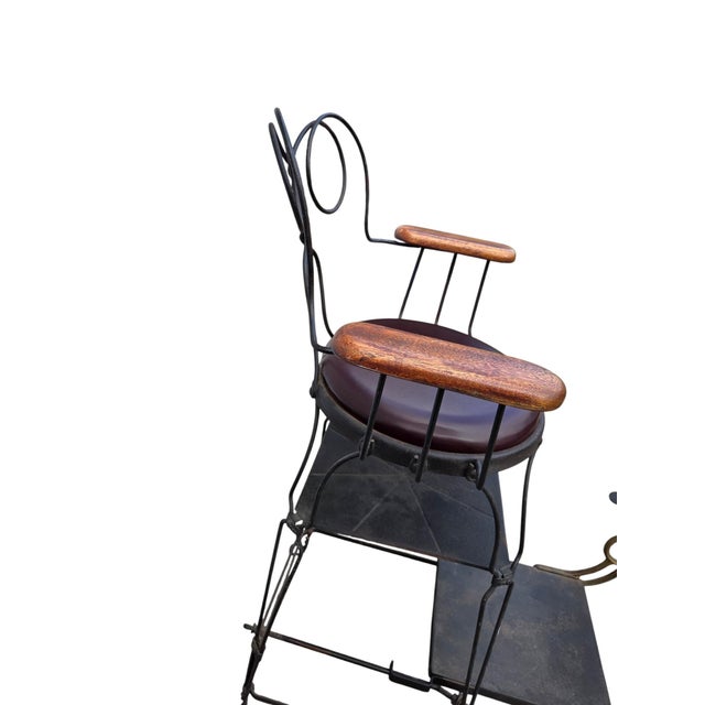 Art Deco Antique Shoeshine Barbers Chair Twisted Wrought Iron Ice Cream Parlor Armchair For Sale - Image 3 of 18