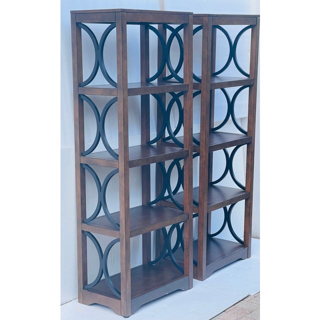 Wood 1970s Elegant Pair of Bookcase Shelves Display Racks Etagères For Sale - Image 7 of 8