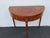 French Demilune Inlay Leather Top Console Flip Top Card Table 6916 For Sale - Image 14 of 18