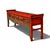 Wood Monumental 8 Ft Extra Long 19th Century Chinese Console Altar Table Carved 5 Drawers Red Orange Green For Sale - Image 7 of 16