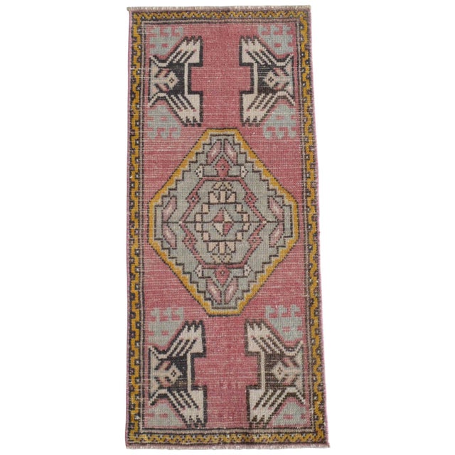 1970s 1970s Hand Knotted Door Mat, Entry Decor, Bath Mat, Kitchen Decor, Small Rug, Turkish Rug , Laundry Room Decor - 1'7" X 3'71" For Sale - Image 5 of 16