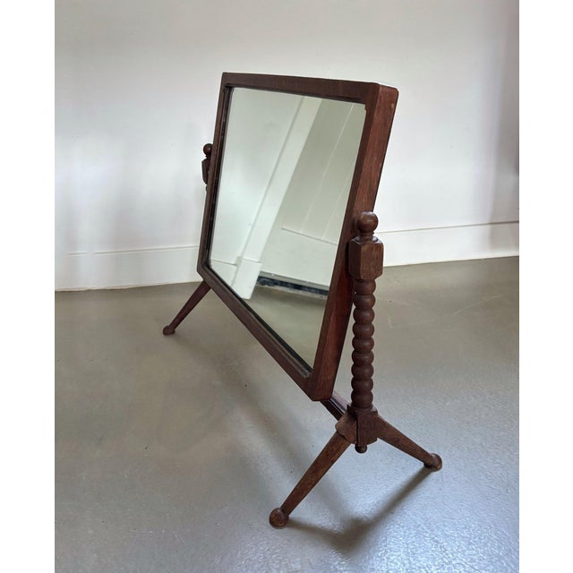 Vintage Wooden Table Mirror with Bobbin Details, 1920s For Sale - Image 3 of 10