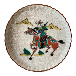 19th Century Antique Chinese Crackle Glazed Handmade Hand Painted Porcelain Plate