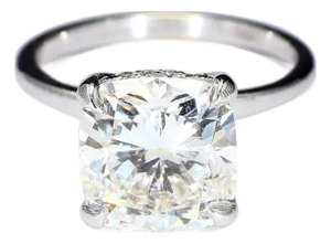 14k White Gold Ring With 5ct Cushion-Cut Lab-Grown Diamond G/Si1 & Hidden Halo, Size 6.25
