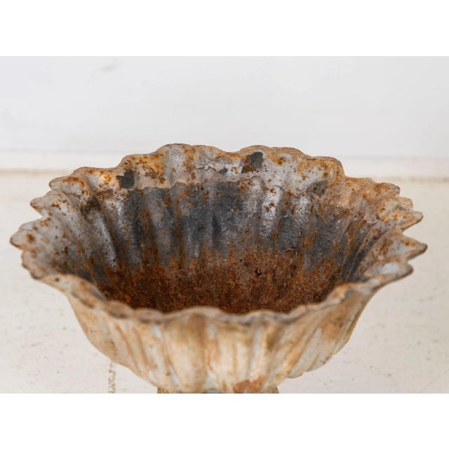 Verdigris Pair of Verdigris Painted Iron Tazzas or Urns, English Late 20th Century For Sale - Image 8 of 10