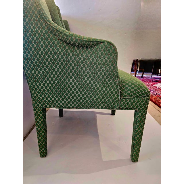 Textile Tailored Upholstered High Back Club Chairs - A Pair For Sale - Image 7 of 8