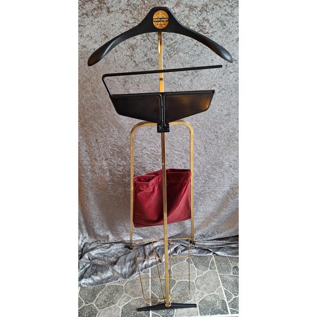 Metal Vintage Foldable Valet Stand with Gold-Plated Metl Farame from Hailo Page, 1960s For Sale - Image 7 of 9