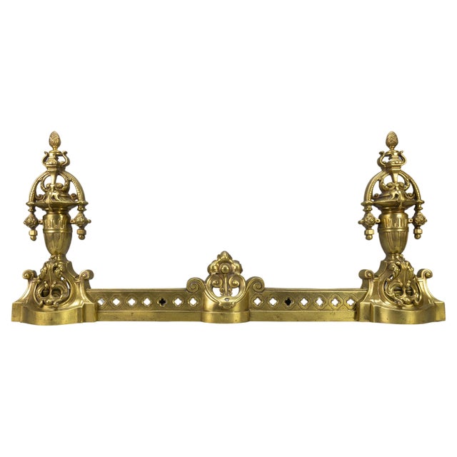French Neoclassical Style Bronze Fireplace Fenders, 1920s, Set of 3 For Sale