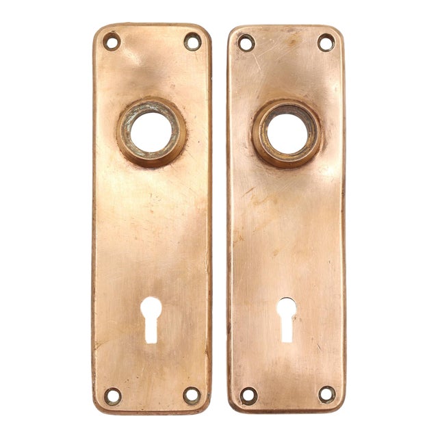 Pair of Vintage 6.5 In. Sargent Brass Door Back Plates For Sale