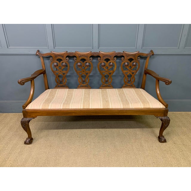Chippendale Style Carved Mahogany Settee, 1900 For Sale - Image 14 of 18