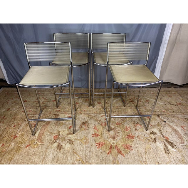 Metal 1970s Mid-Century Italian Chrome Spaghetti Stools Set of 4 For Sale - Image 7 of 9