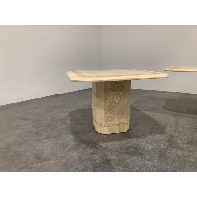 Gold Vintage Travertine Coffee and Side Tables, 1980s, Set of 3 For Sale - Image 8 of 9