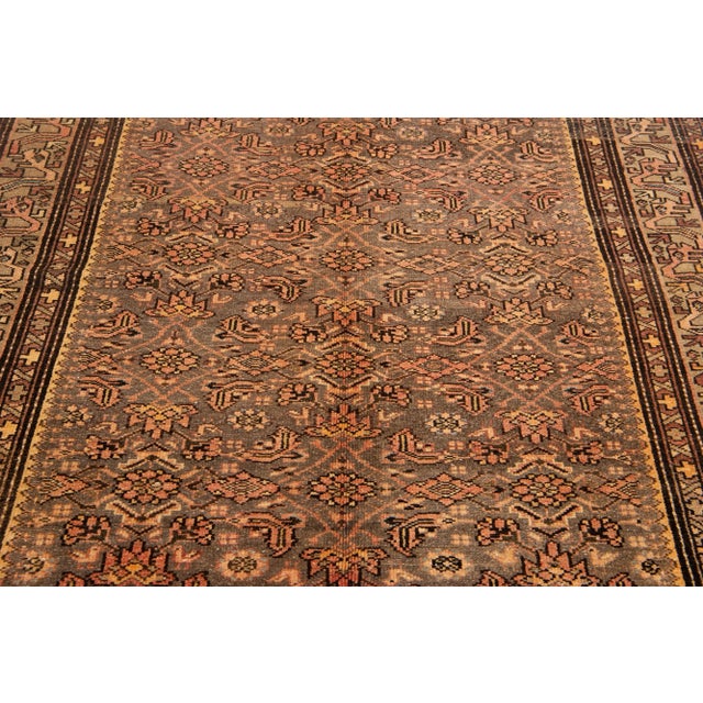 Antique Persian Malayer Gray Wool Rug From the 1920s With Floral Pattern For Sale In New York - Image 6 of 7