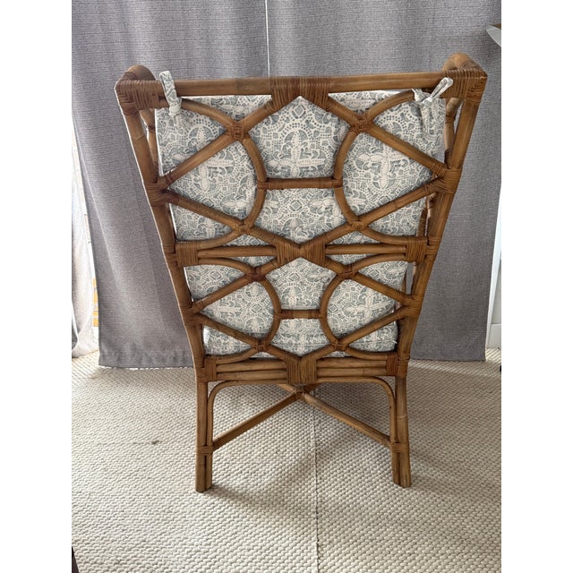 Natural Rattan Wingback Watson Chair, Upholstered, 2 Available For Sale - Image 4 of 8
