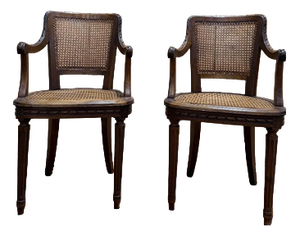 Louis XVI Style Caned Armchairs, Set of 2
